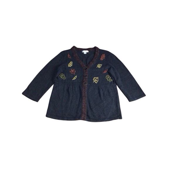 Christopher & Banks Cardigan Sweater Women Large Autumn Leaves Leafs Vintage - Picture 1 of 7